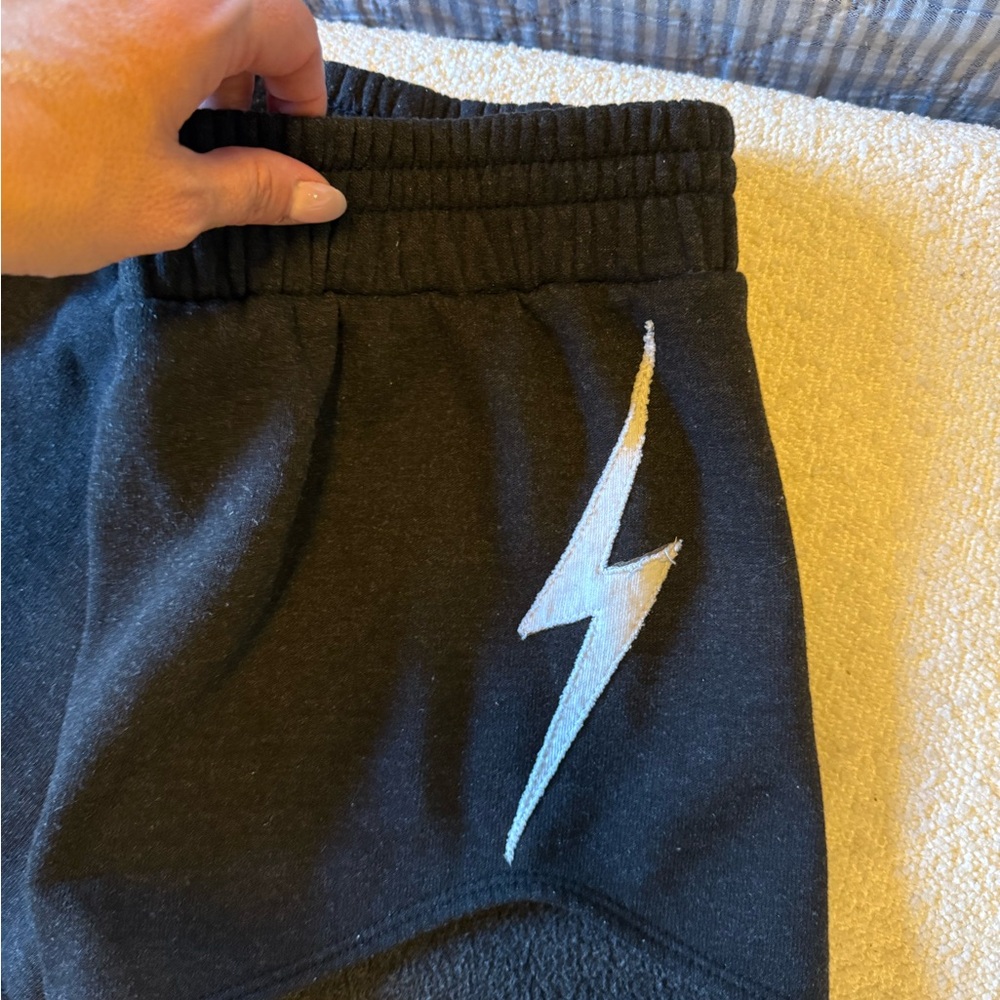 Aviator Nation BOLT STITCH LOUNGER ZIP SHORTS BLACK/WHITE - Picture 3 of 8